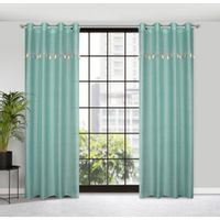 Zasłona gotowa na przelotkach KIDS 140x250 miętowa z dekoracyjną taśmą