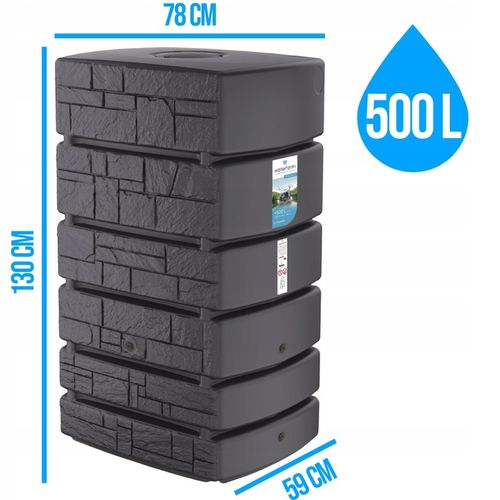 500 ZBIORNIK na DESZCZÓWKĘ POJEMNIK BECZKA WODĘ Antracyt Kamień + ZBIERACZ na Arena.pl