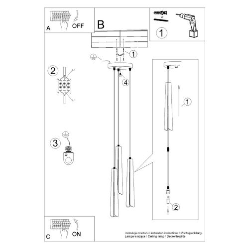 Lampa wisząca PRYSM 3P biała na Arena.pl