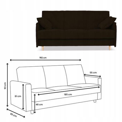 Kanapa sofa Alvo rozkładana wersalka funkcja spania pojemnik Family brązowa na Arena.pl