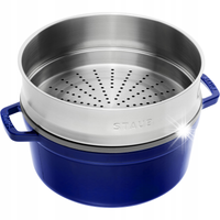 Staub La Cocotte Garnek żeliwny okrągły z wkładem 5.2 ltr, niebieski