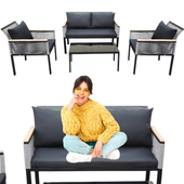 Zestaw mebli na balkon komplet aluminiowy na taras 2 fotele sofa stolik