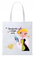 Torba Biała Eco Shopper Dla Sprzątaczki Prezent Z Nadrukiem Ze Zdjęciem
