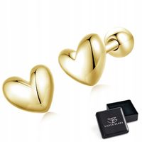 K539 Pozłacane serduszka dla dziewczynki kolczyki sztyfty zakręcane