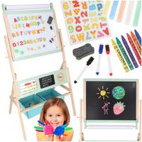 Drewniana Tablica Magnetyczna Kredowa Suchościeralna z Liczydłem Magnesami