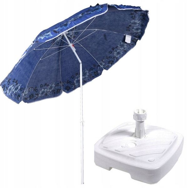 DUŻY PARASOL OGRODOWY PLAŻOWY ŁAMANY PRZECIWSŁONECZNY 180 cm + PODSTAWA zdjęcie 1