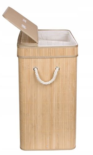 KOSZ BAMBUSOWY NA PRANIE BIELIZNĘ Z POKRYWĄ DWUKOMOROWY POJEMNIK DUŻY 100L na Arena.pl