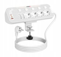 Listwa Przeciwprzepięciowa 2100J Wielofunkcyjna 6xAC 3xUSB Ineox LZW-6UMW