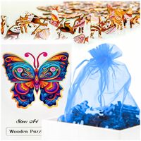 Drewniane puzzle motyl układanka dorosłych dzieci a4 104 elementy prezent