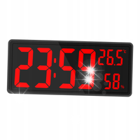 ZEGAR ŚCIENNY ELEKTRONICZNY CYFROWY LED Nowoczesny Temperatura Data