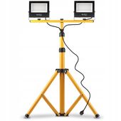 ZESTAW HALOGEN naświetlacz 2x 50W 4500K LAMPA LED STATYW budowlany