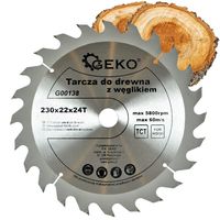 PIŁA TARCZA WIDIOWA DO CIĘCIA DREWNA 230x22 24 ZĘBY TNĄCE GEKO G00138