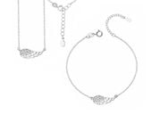 Elegancki rodowany srebrny komplet celebrytka skrzydła anioła wings cyrkonie srebro 925 Z1450Z