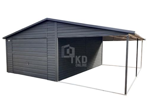 Garaż Blaszany 4x6 wiata 3,5x6 Brama uchylna Antracyt dach dwuspad TKD207 na Arena.pl