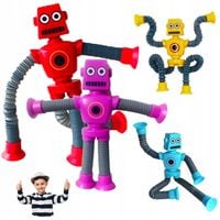 ROBOT POP TUBE DO ROZCIĄGANIA Z PRZYSSAWKAMI ZABAWKA ZESTAW RUREK TUBES GRA