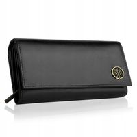 BETLEWSKI Portfel Damski Klasyczny Skóra Naturalna Elegancki Czarny RFID