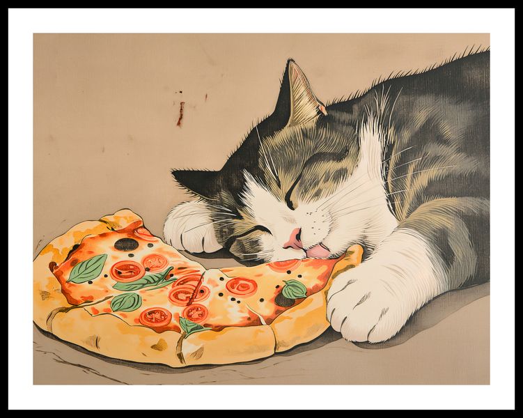 Plakat 65x50cm Pizza Dla Kota zdjęcie 3