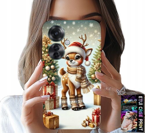 ETUI DO OPPO RENO11 F 5G - RENIFER, WZORY BOŻONARODZENIOWE + FOLIA na Arena.pl