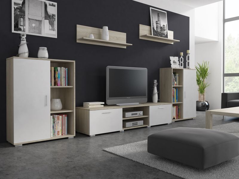 MEBLOŚCIANKA  HERKULES  DĄB SONOMA BIAŁY zdjęcie 1