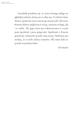 Misterium wiary. Jon Fosse w rozmowie z Eskilem Skjeldalem na Arena.pl