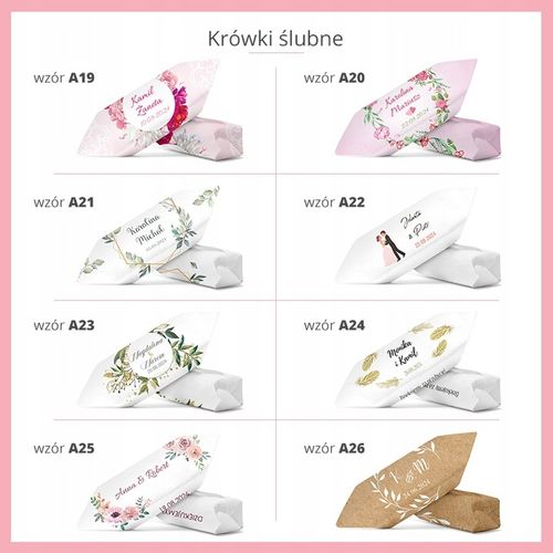 KRÓWKI PERSONALIZOWANE WESELE ŚLUB ROCZNICA 1 KG Podziękowanie dla Gości na Arena.pl