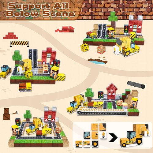 KLOCKI MAGNETYCZNE 3D KLOCKI SZEŚCIANY DLA DZIECI Z 4 KLOCKI LED - 2x138szt na Arena.pl