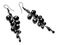 Kolczyki Czarne Wiszące Długie Grona Z Kryształów Jablonex Klasyczne Modne