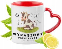 Kubek Czerwony Z Uszkiem W Kształcie Serca Dla Pszczelarza Na Prezent