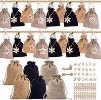 KALENDARZ ADWENTOWY WORECZKI JUTOWE DIY Eleganckie 24 sztuki Wiszące 13x18
