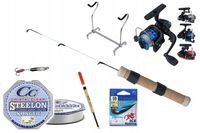 ZESTAW PODLODOWY 1 X WĘDKAKIWOK BŁYSTKI 1 X KOŁOWROTEK ŻYŁKA NA LÓD