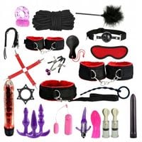 MEGA DUŻY XXL ZESTAW BDSM 28el KAJDANKI KNEBEL KORRKI NAKŁADKA