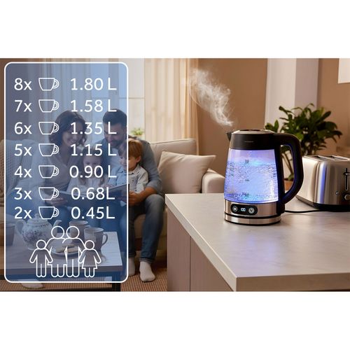 Czajnik elektryczny szklany z regulacją temperatury 1,8l 2200W Berdsen BD-715 na Arena.pl