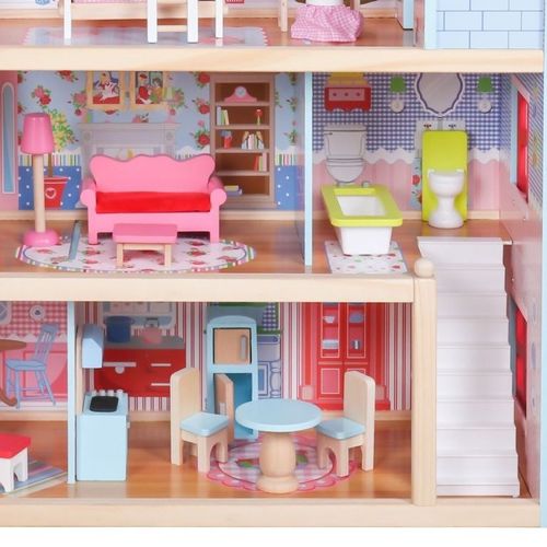 Drewniany domek dla lalek ze światłem LED, 60,5 x 71 x 32,5 na Arena.pl