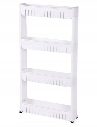 SZAFKA DO KUCHNI ŁAZIENKI MOBILNA NA KÓŁKACH BIAŁA WĄSKI REGAŁ 4 POZIOMY na Arena.pl
