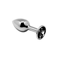 mini metalowy korek analny alive czarny z kryształem 7 cm