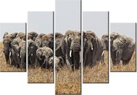 105CM 150CM OBRAZ 5 ELEM RODZINA SŁONI FEANS DRUK