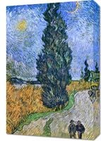 Obraz 40x60cm  Droga z Cyprysem i Gwiazdą, Van Gogh Vintage