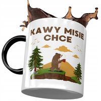 Kubek Czarny Śmieszny Zabawny Kawy Misie Chce Z Nadrukiem Ze Zdjęciem