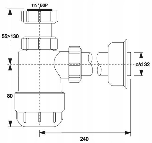 Syfon Umywalkowy Butelkowy Biały Niski Mcalpine na Arena.pl
