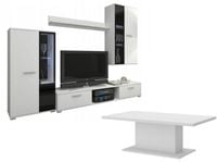 Meblościanka + Ława Zestaw mebli do salonu i pokoju dziennego Biały