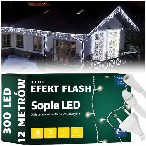 LAMPKI SOPLE LED ZEWNĘTRZNE ŚWIATEŁKA ŚWIĄTECZNE FLASH 300LED GRUBY PRZEWÓD na Arena.pl