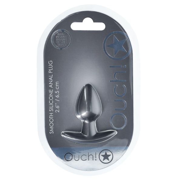 Smooth Silicone Anal Plug - Small - 2.6 / 6,5 cm - Gunmetal zdjęcie 2