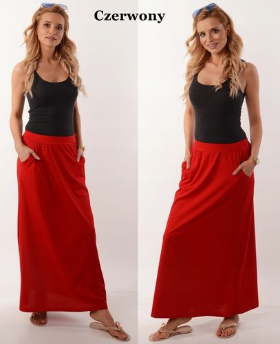 MAXI DŁUGA SPÓDNICA Z KIESZENIAMI prosta - KOLORY na Arena.pl