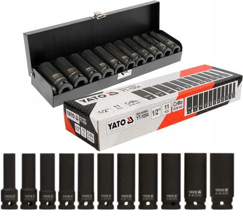 YATO NASADKI UDAROWE KLUCZE NASADOWE DŁUGIE 1/2'' 11el KUTE WALIZKA na Arena.pl