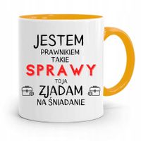Kubek Żółty Prawnika Mecenasa Jestem Prawnikiem Z Nadrukiem Ze Zdjęciem