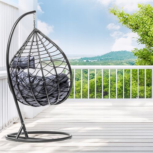 Kosz KOKON Fotel Wiszący Ogrodowy HUŚTAWKA Jakosc PREMIUM GRUBY XXL CZARNY na Arena.pl