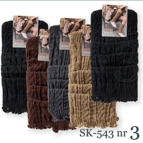 5x Ocieplacze damskie z angory prążkowane Wełniane getry zimowe CIEPŁE na Arena.pl