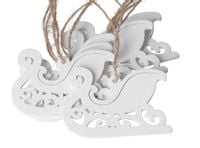 BOMBKI NA CHOINKĘ DREWNIANE OZDOBA STROIK 6SZT SANIE