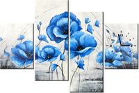 120CM 80CM ZEGAR 4 ELEM NIEBIESKIE MAKI OBRAZ ŚCIENNY