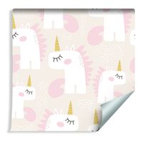 Tapeta Dla Dzieci - Śpiące Jednorożce - Styl Skandynawski